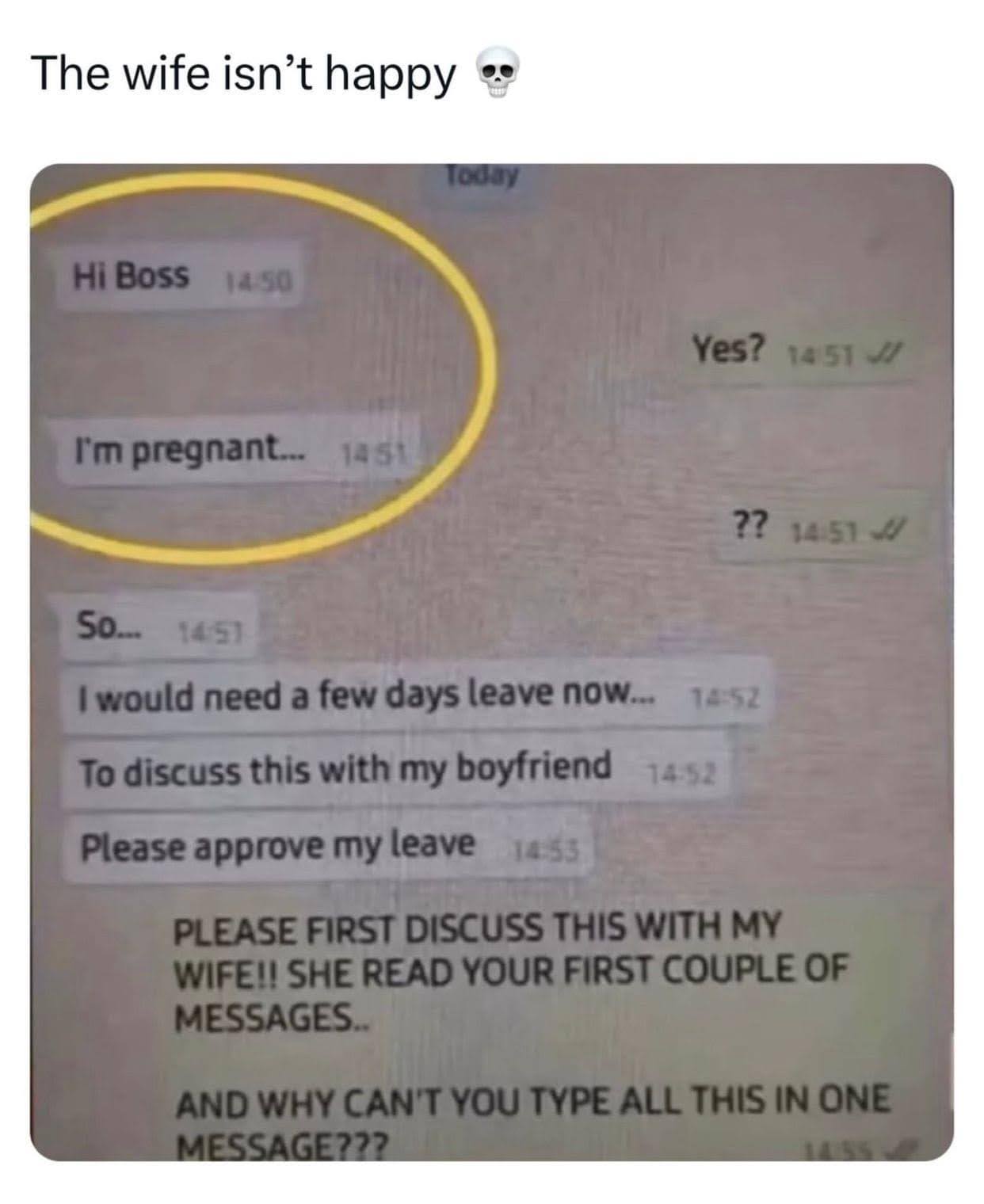 Boss I am pregnant meme