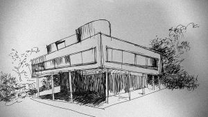 Villa Savoye by Le Corbusier, sketch by Mohammad Tauheed